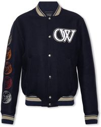 Off-White c/o Virgil Abloh - Moon Phase Logo Wool-blend Varsity Jacket - Lyst