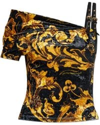 Versace Jeans Couture - Velvet Off-Shoulder Top - Lyst