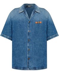 Versace - Denim Shirt With Short Sleeves - Lyst