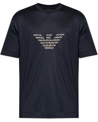 Emporio Armani - T-Shirt With Embroidered Logo - Lyst