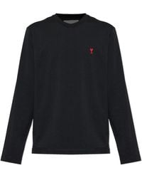 Ami Paris - T-Shirt With Embroidered Logo - Lyst
