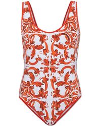 Dolce & Gabbana - One-Piece Swimsuit With "Maiolica" Print - Lyst