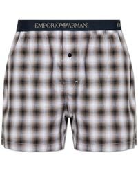 Emporio Armani - Plaid Boxer Shorts With Logo - Lyst