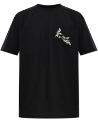 Balmain - T-Shirt With Colorful Embroidery - Lyst
