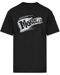 Moncler - T-Shirt With Printed Logo - Lyst