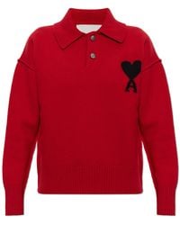Ami Paris - Wool Long-Sleeve Polo - Lyst