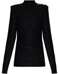 Balmain - Top With Decorative Buttons On The Shoulder - Lyst