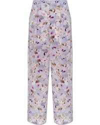 Balmain - Silk Trousers With A Floral Motif - Lyst