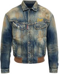 DSquared² - Denim Jacket With 'Vintage' Effect - Lyst