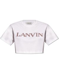 Lanvin - Cropped T-shirt With Logo, - Lyst