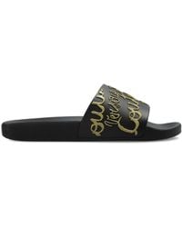 Versace Jeans Couture - Rubber Slides With A Logo And Glitter Finish - Lyst