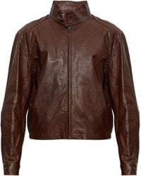 Lemaire - Leather Jacket With A Stand-Up Collar - Lyst