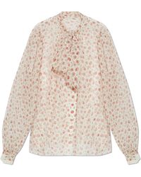 Dolce & Gabbana - Silk Top With Floral Motif - Lyst