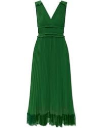 Self-Portrait - Pleated Dress With Lace Trim - Lyst