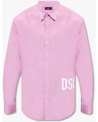DSquared² Cotton Shirt With Logo - Pink