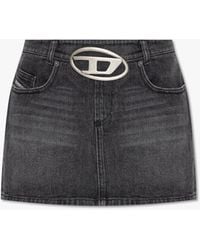 DIESEL - Denim Mini Skirt With Logo Buckle - Lyst
