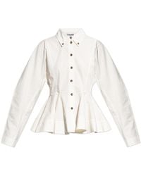 Ganni - Cotton Peplum Shirt - Lyst