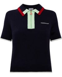 CASABLANCA - Wool Polo Shirt With Embroidered Logo - Lyst