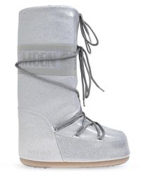 Moon Boot - Glittery Silver Moon Boot Boots - Lyst