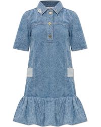 Ganni - Denim Dress With A 'Vintage' Effect - Lyst