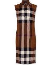 Burberry 'karla' Sleeveless Dress - Brown