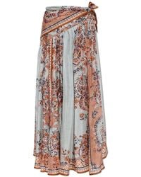 Zimmermann - Silk Skirt With Decorative Tie - Lyst