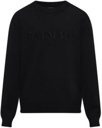 Balmain - Sweater With Embroidered Logo - Lyst