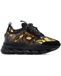 Versace Chain Reaction Leather And Mesh Trainers - Black
