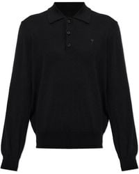 Ami Paris - Wool Polo Shirt With Embroidered Logo - Lyst