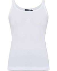 Dolce & Gabbana - Ribbed Top With Embroidered Logo - Lyst