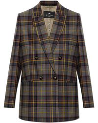 Etro - Double-Breasted Checked Blazer - Lyst