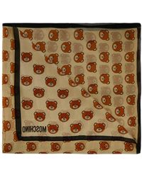 Moschino Scarf With Teddy Bear Heads - Natural