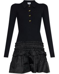 Ganni - Dress With A Ruffle - Lyst