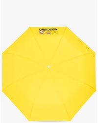 Womens Accessories Umbrellas Moschino Rubber Folding Umbrella With Logo in Yellow 