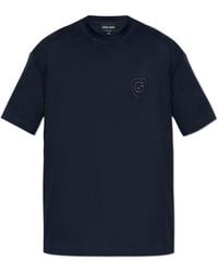 Giorgio Armani - T-Shirt With Embroidered Logo - Lyst