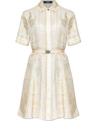 Versace - Silk Dress With A Belt - Lyst