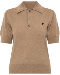 Ami Paris - Wool Polo Shirt With Logo - Lyst