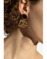 Dolce & Gabbana - Clip-On Earrings With A Shimmering Crystal - Lyst