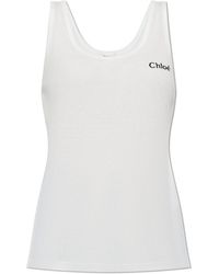 Chloé - Ribbed Top With Embroidered Logo - Lyst