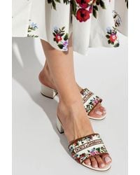 Dolce & Gabbana - Heeled Mules With A Floral Motif - Lyst