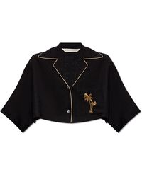 Palm Angels - Embroidered Cropped Bowling Shirt - Lyst