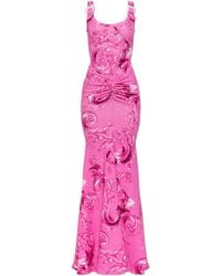 Versace Jeans Couture - Long Dress With 'Barocco' Pattern - Lyst
