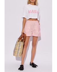 Marni - Cotton Shorts With Logo - Lyst