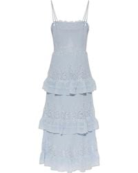 Self-Portrait - Pleated Dress With Lace Inserts - Lyst