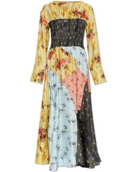 Ganni - Silk Dress With Raw Finish - Lyst