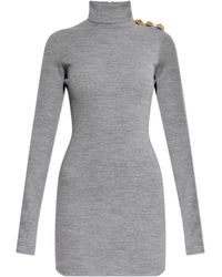 Balmain - Dress With A Stand-Up Collar - Lyst