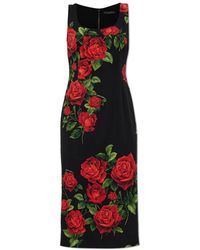 Dolce & Gabbana - Silk Dress With Floral Motif - Lyst