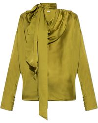 Balmain - Silk Shirt With Decorative Tie - Lyst