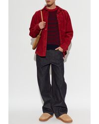 Ami Paris - Suede Jacket With Embroidered Logo - Lyst