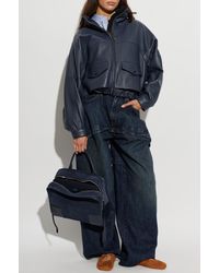 Loewe - Leather Jacket With Stand-Up Collar - Lyst